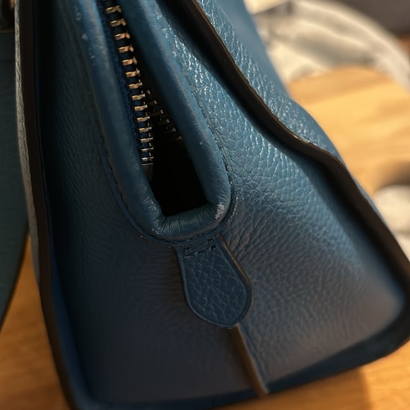 Coach blue mini handbag—new without tags—no issues—pebble leather—10”x9” - Picture 4 of 11